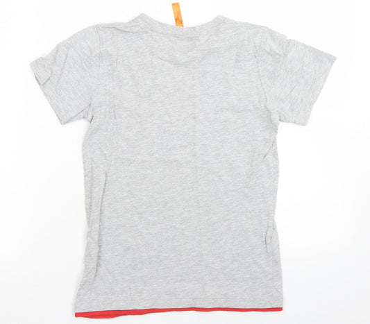 zakti Boys Grey Cotton Basic T-Shirt Size 9-10 Years Crew Neck