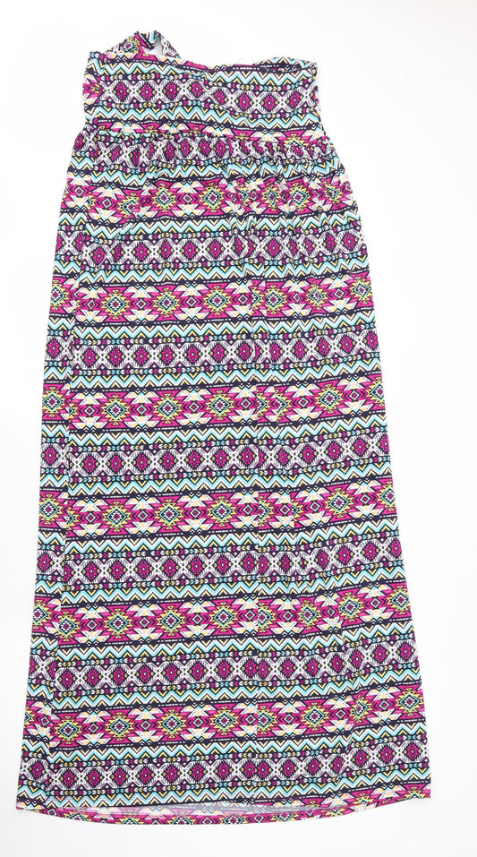 Be You Womens Purple Geometric Polyester Maxi Size 12 Off the Shoulder