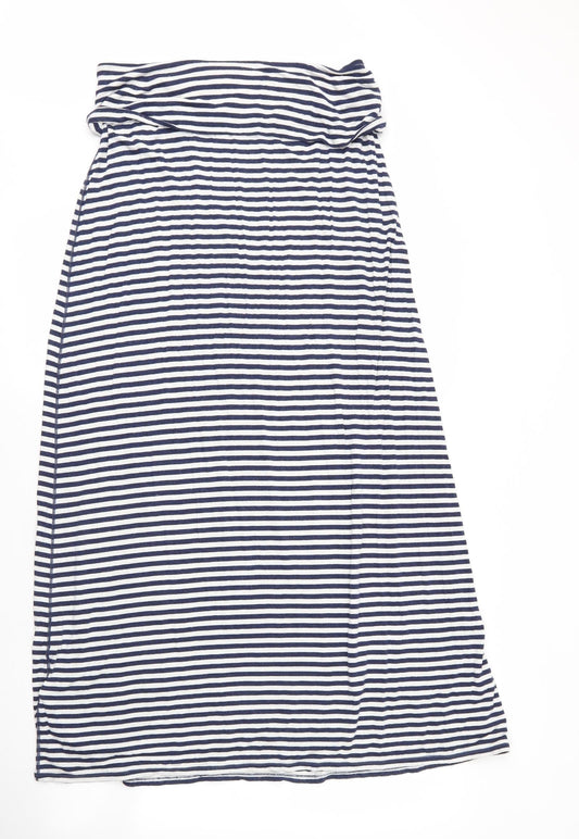 Max Studio Womens Blue Striped Elastane Maxi Size M Off the Shoulder