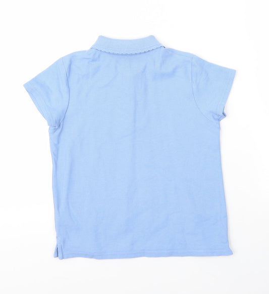 Very Girls Blue Cotton Basic Polo Size 7 Years Collared Button