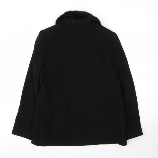 Etam Womens Black Varsity Jacket Coat Size 12 Zip
