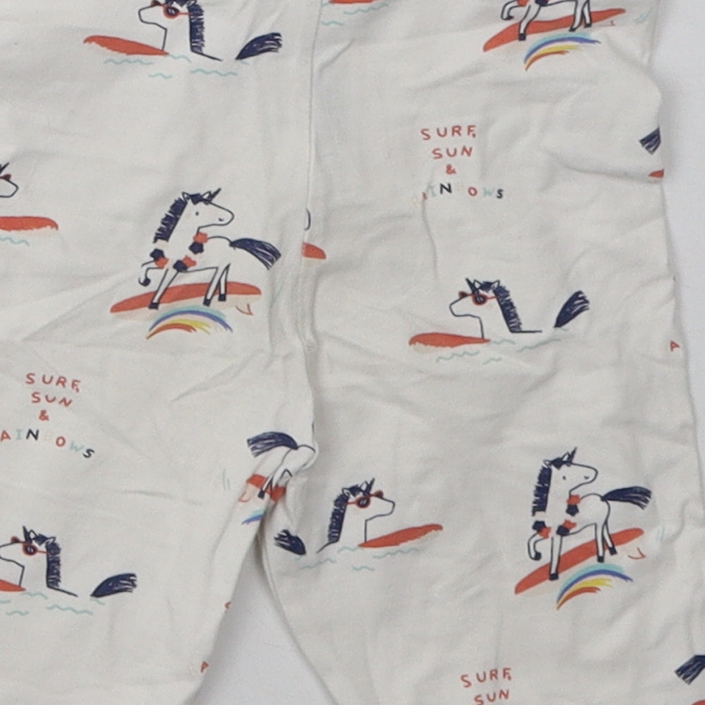 Marks and Spencer Boys White Geometric Cotton Sweat Shorts Size 2-3 Years Regular - Unicorn