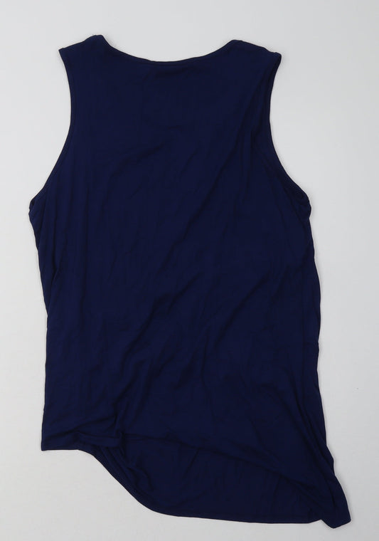 Harlowe & Graham Womens Blue Viscose Basic Tank Size L Scoop Neck