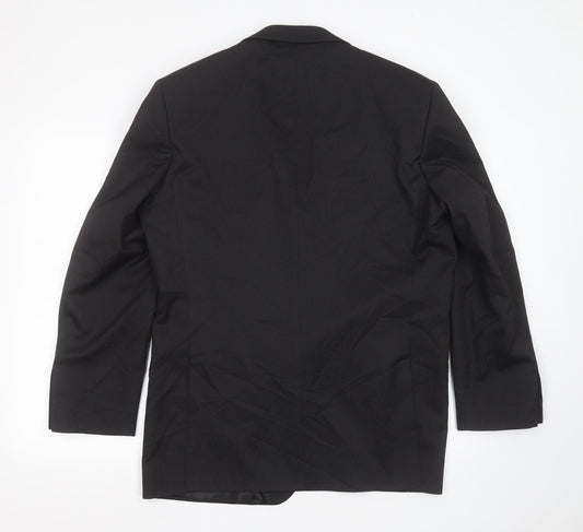 karl jackson Mens Black Striped Polyester Jacket Suit Jacket Size 42