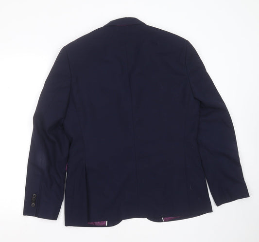 Burton Mens Blue Polyester Jacket Suit Jacket Size 40