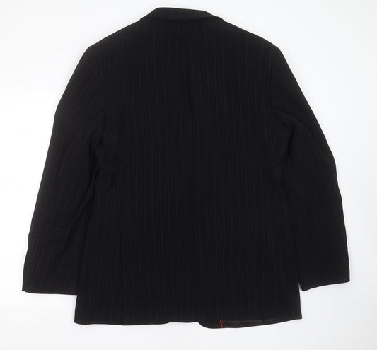 Milan Collection Mens Black Striped Polyester Jacket Suit Jacket Size 42