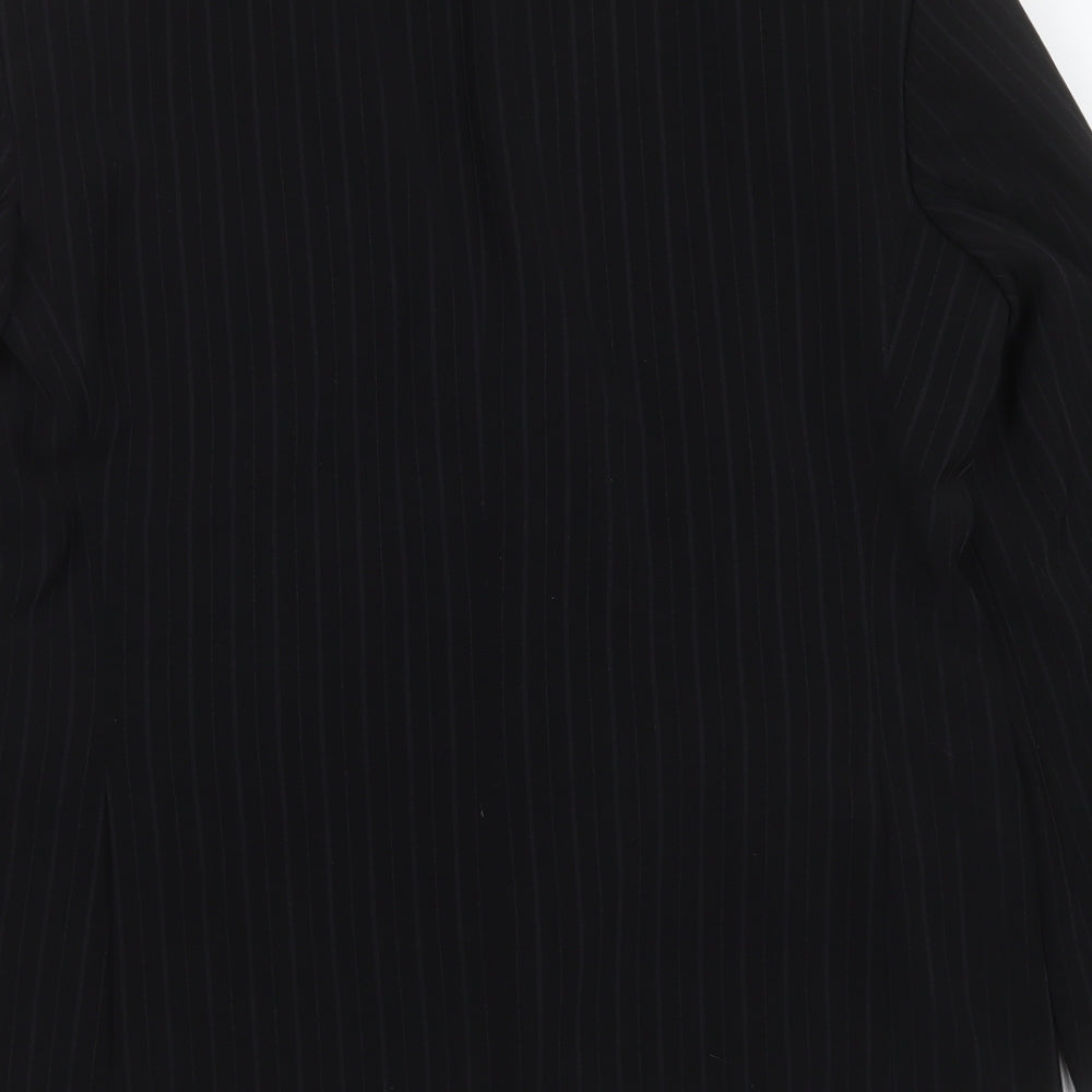 Milan Collection Mens Black Striped Polyester Jacket Suit Jacket Size 42