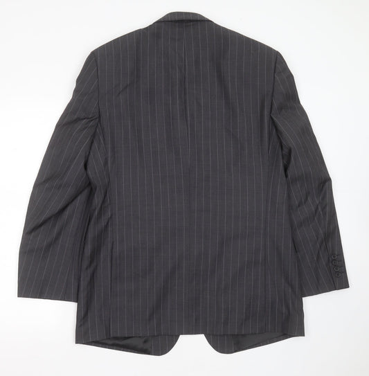 Marks and Spencer Mens Grey Striped Wool Jacket Suit Jacket Size 42