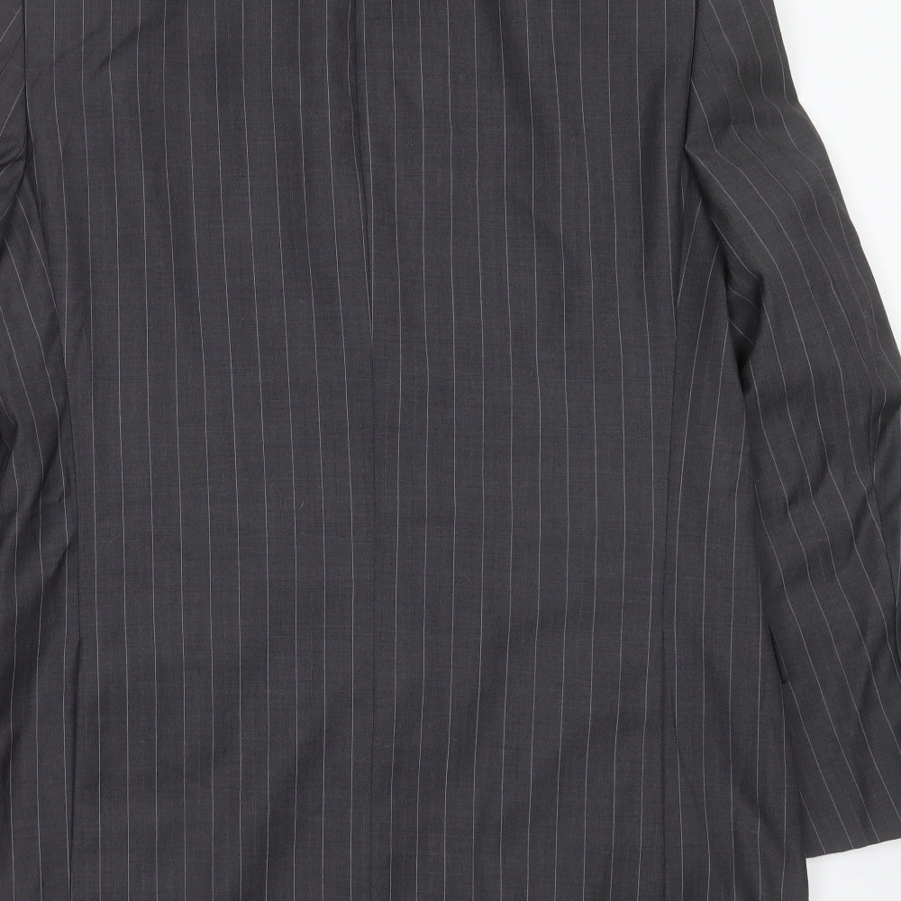 Marks and Spencer Mens Grey Striped Wool Jacket Suit Jacket Size 42
