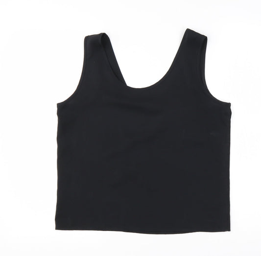 St Michael Womens Black Polyester Basic Tank Size 12 Round Neck