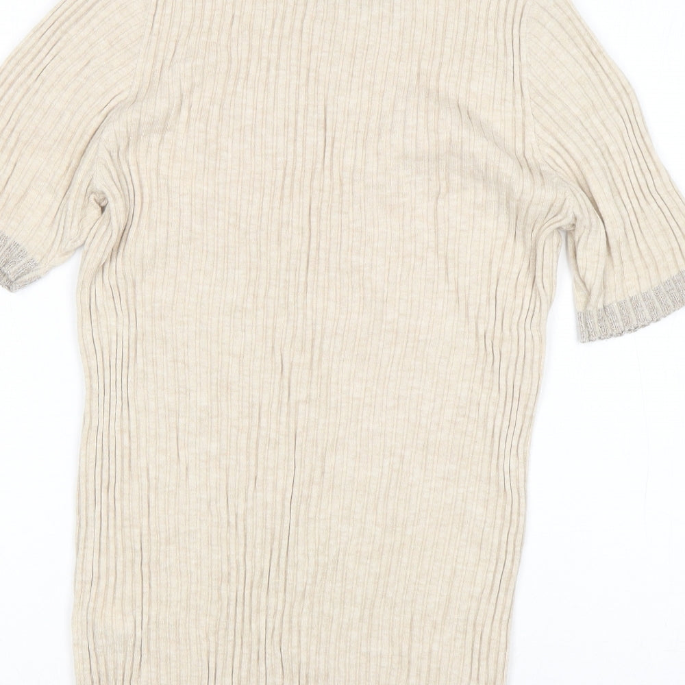 NEXT Womens Beige Round Neck Cotton Pullover Jumper Size 16