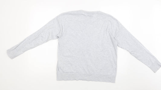 New Look Womens Grey Crew Neck Polyester Pullover Jumper Size M