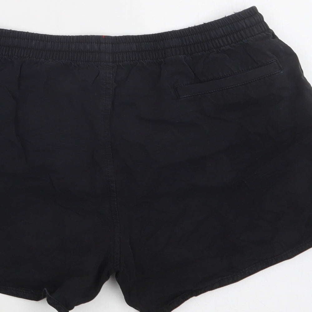 Hammer Womens Black Cotton Sweat Shorts Size S L4 in Regular Drawstring