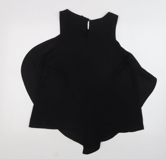 River Island Womens Black Polyester Basic Blouse Size 10 Round Neck