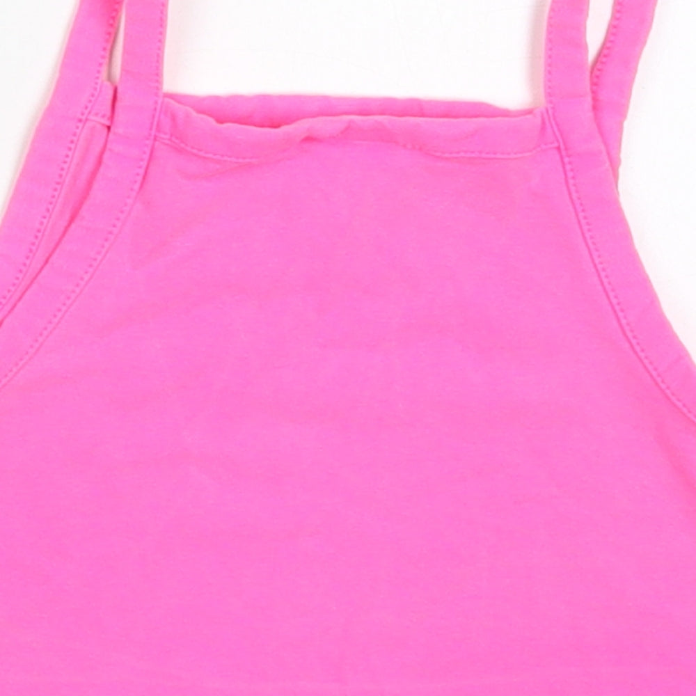 Zara Girls Pink Cotton Cropped Tank Size 10 Years Square Neck Pullover
