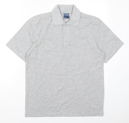 Uneek Mens Grey Polyester Polo Size S Collared Pullover