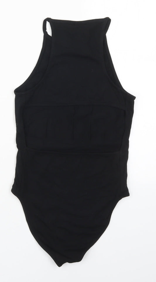 Topshop Womens Black Cotton Bodysuit One-Piece Size 6 Button - Welcome to Paradise