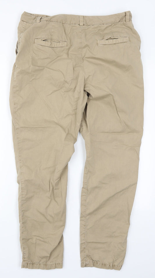 Marks and Spencer Womens Beige Cotton Rain Trousers Trousers Size 14 L28 in Regular Button