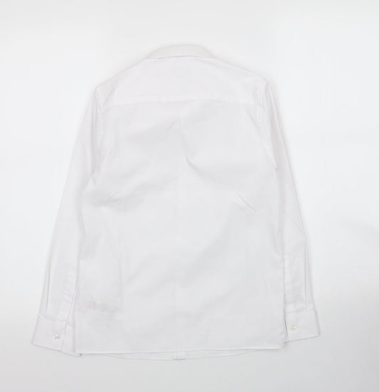 M&S Girls White Cotton Basic Button-Up Size 10-11 Years Collared Button