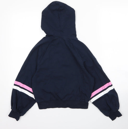 H&M Girls Blue Cotton Pullover Hoodie Size 9 Years