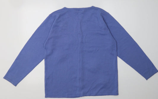 donna lewis Womens Purple Floral Acrylic Pullover Sweatshirt Size L Pullover