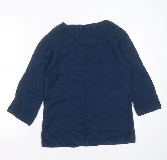 Marks and Spencer Womens Blue Round Neck Cotton Pullover Jumper Size 10