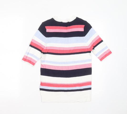 Marks and Spencer Womens Multicoloured Round Neck Striped Viscose Pullover Jumper Size 16