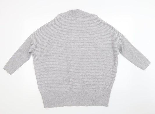 River Is Womens Grey V-Neck Viscose Pullover Jumper Size M