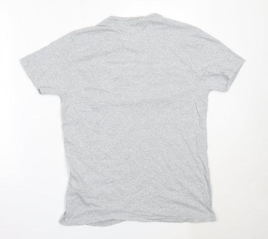Boohoo Mens Grey Cotton T-Shirt Size L Round Neck