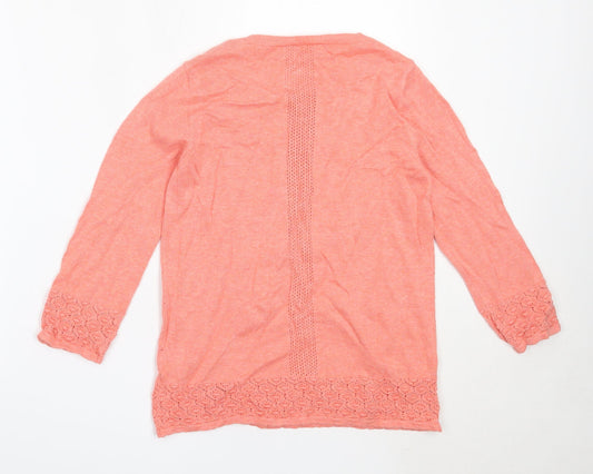 Marks and Spencer Womens Pink Round Neck Cotton Pullover Jumper Size 8