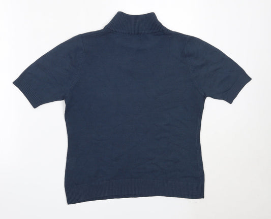 Katie Smith Womens Blue High Neck Acrylic Pullover Jumper Size L