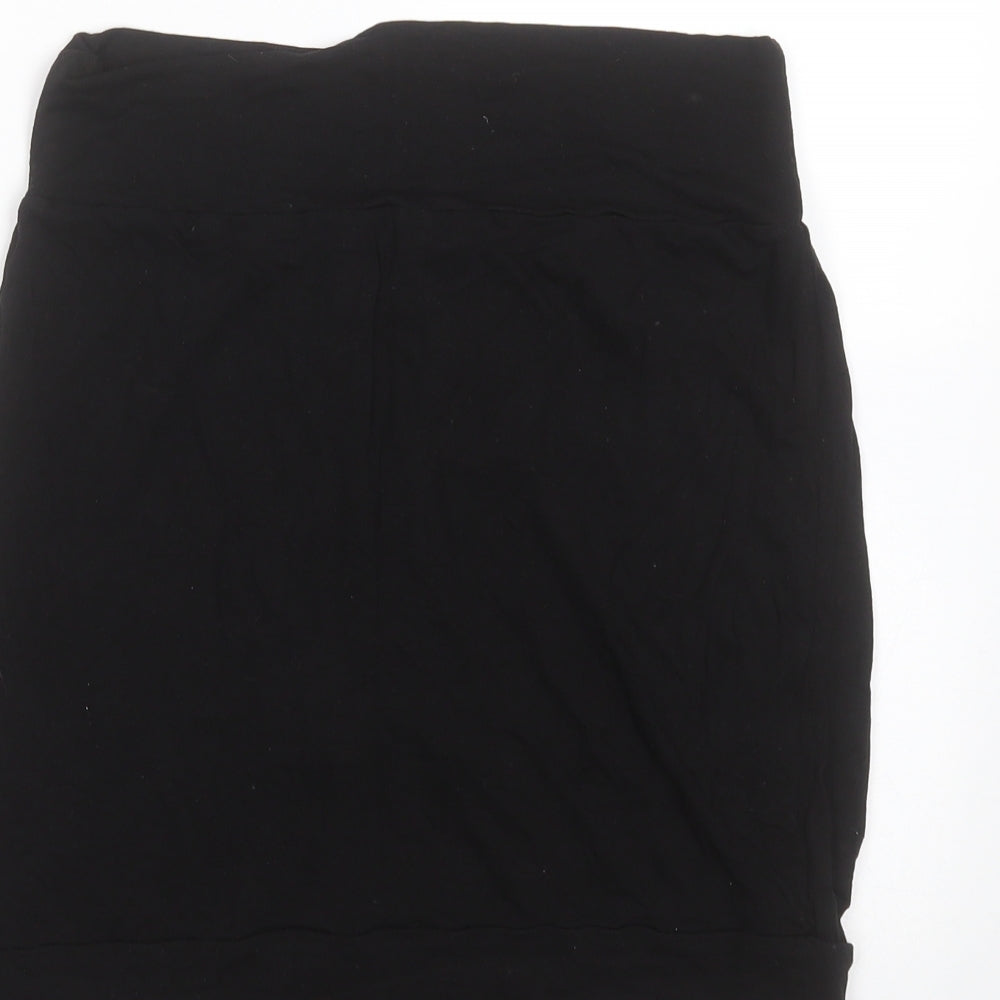 Papaya Womens Black Viscose Basic T-Shirt Size 10 Off the Shoulder