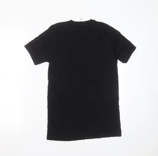 Canvas Womens Black Cotton Basic T-Shirt Size S Round Neck - laverne