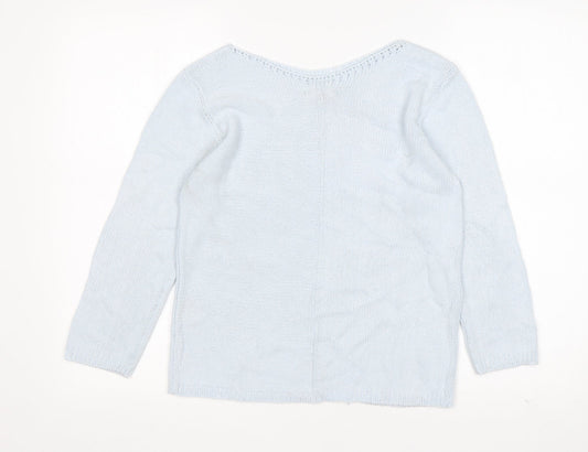 Per Una Womens Blue Round Neck Viscose Pullover Jumper Size 8