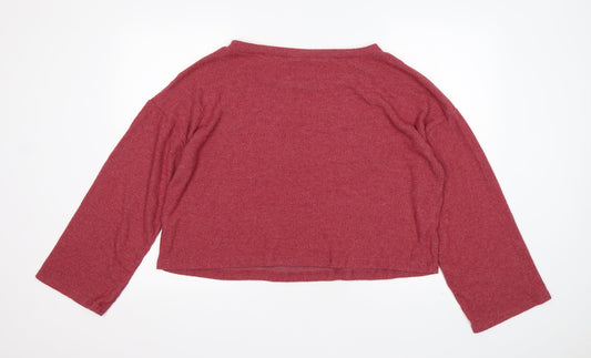 New Look Womens Pink Round Neck Polyester Pullover Jumper Size L