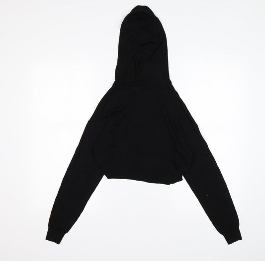 H&M Womens Black Viscose Pullover Hoodie Size XS - Cropped