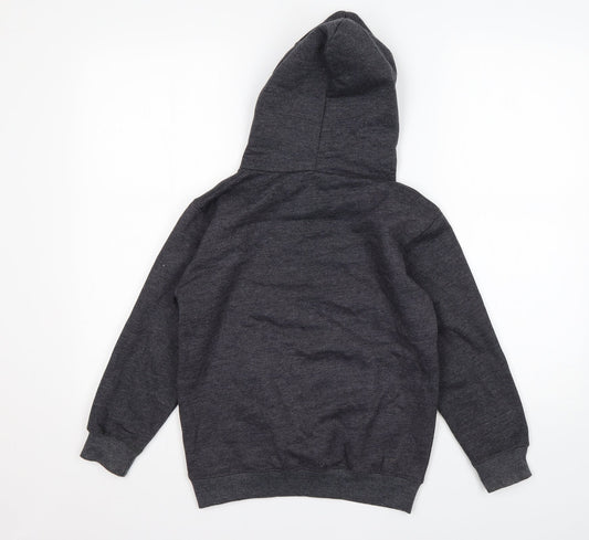Preworn Boys Grey Cotton Pullover Hoodie Size 7-8 Years
