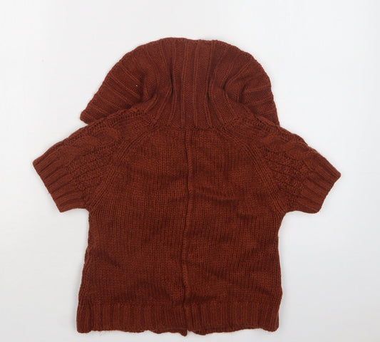 NEXT Girls Brown Collared Acrylic Cardigan Jumper Size 5-6 Years Button