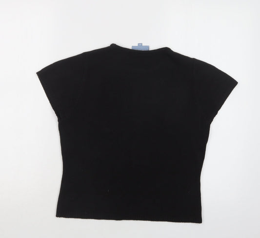 Award Womens Black Crew Neck Acrylic Pullover Jumper Size M