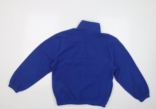 JERZEES Womens Blue Polyester Henley Hoodie Size M Zip