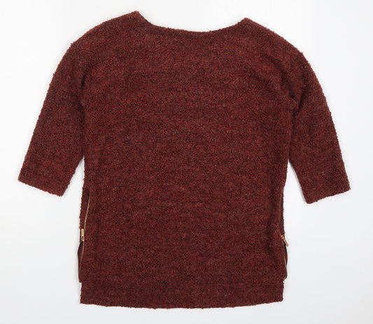 NEXT Womens Brown Round Neck Polyester Pullover Jumper Size 8