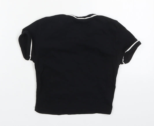 Pull&Bear Womens Black Cotton Basic T-Shirt Size S Crew Neck - New York