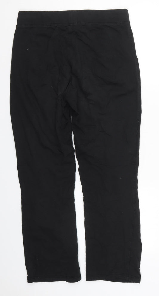 Papaya Womens Black Cotton Sweatpants Trousers Size S L26 in Regular Drawstring