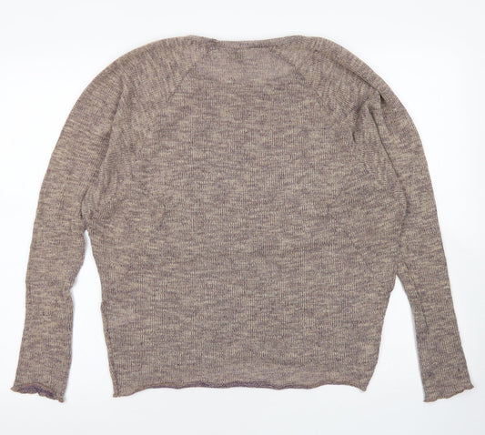 Topshop Womens Brown Crew Neck Polyester Pullover Jumper Size 10
