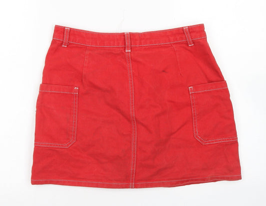 BDG Womens Red Cotton A-Line Skirt Size M Button