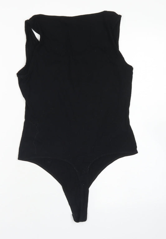 ASOS Womens Black Viscose Bodysuit One-Piece Size 8 Snap
