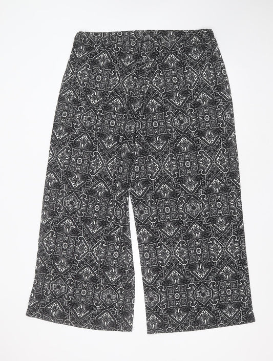 Preworn Womens Black Geometric Polyester Blend Trousers Size 38 in L27 in Regular