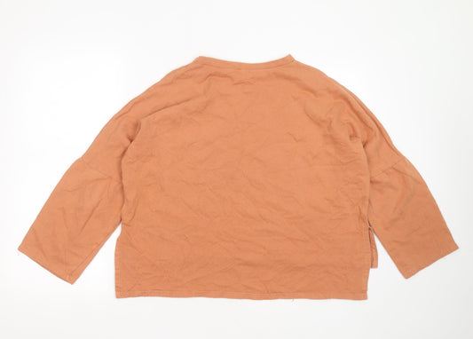 PRETTYLITTLETHING Womens Brown Cotton Pullover Sweatshirt Size 10 - cropped