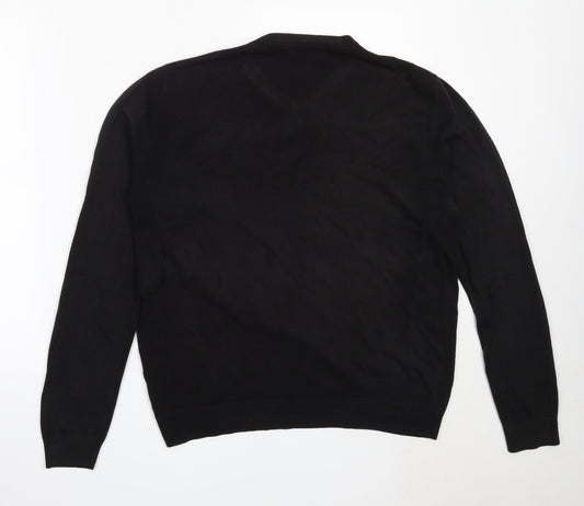 Atlantic Bay Mens Black V-Neck Acrylic Pullover Jumper Size M