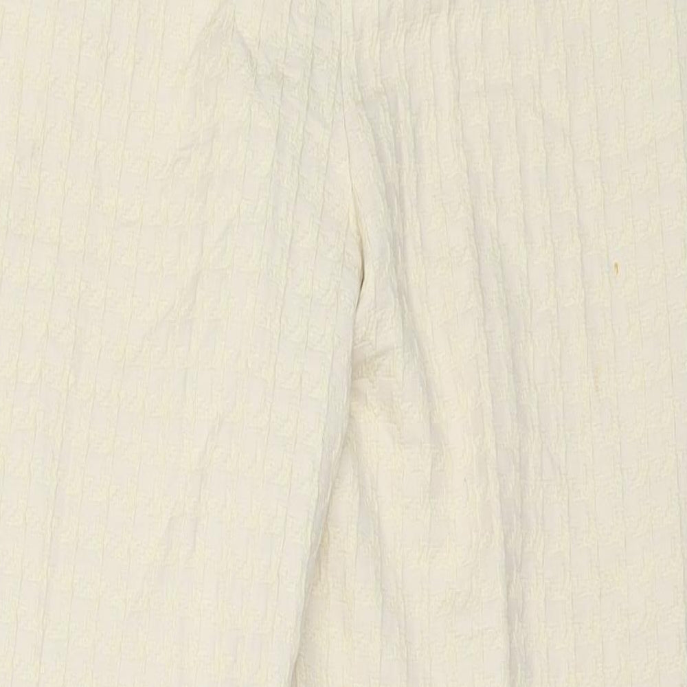 Preworn Womens Ivory Polyester Capri Trousers Size 28 in L26 in Regular